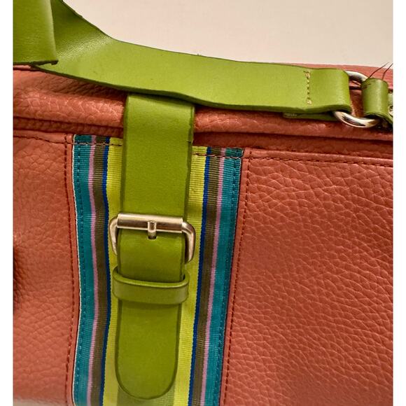Tommy Hilfiger Pink/Green Shoulder Bag w/Charm Y2K Front Snap - Picture 6 of 9